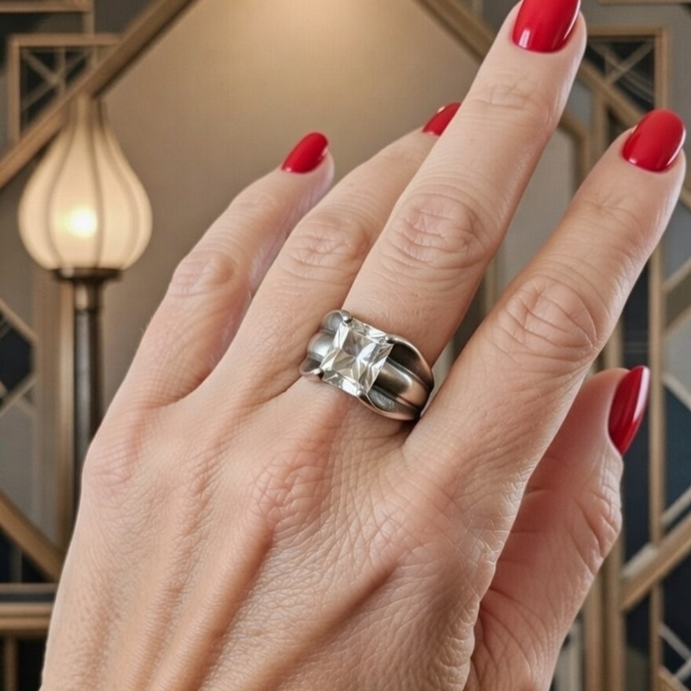 Elegant Vintage Sterling Silver Women's Ring SZ 8 Cubic Zirconia CZ Fine Jewelry